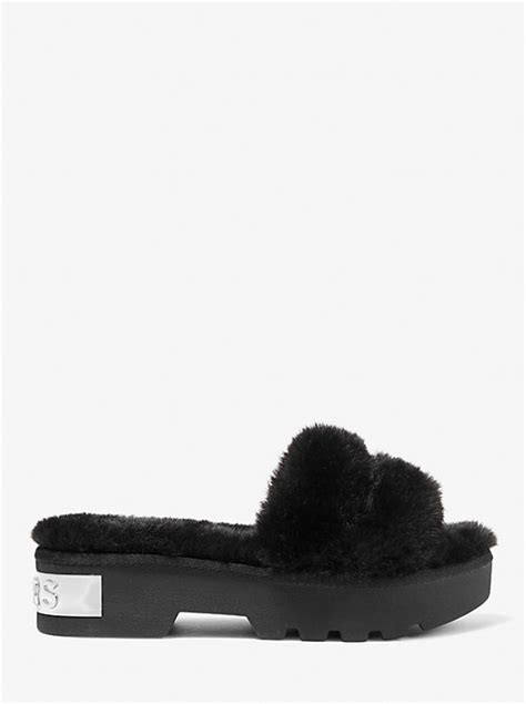 michael kors faux fur slides|Alfie Faux Fur Platform Slide .